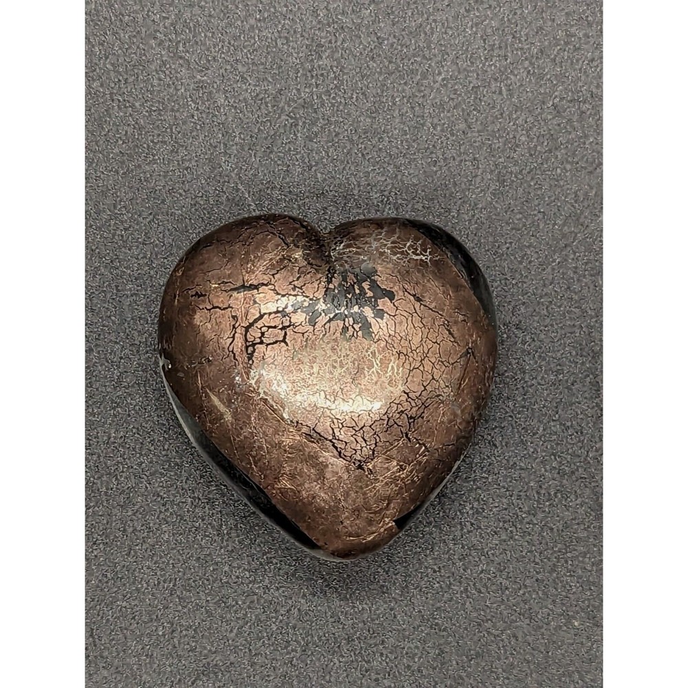 Robert Held Brutalist Gold Metallic Hand Blown Heart Art Glass Paperweight
